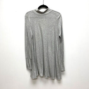 Free People Womens Heather Gray Mock Neck Long Sleeve Oversized Tunic Top M